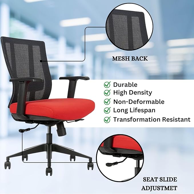 Ergonomic Office Chair - Breathable MESH - Back Adjustable Lumbar Support with 3-D ARMRESTS TILT Function and 360-DEGREE Swivel Wheels Comfortable Wide SEAT - Home Office Chair (Tangerine) Pack of 2-DeskLoop Office