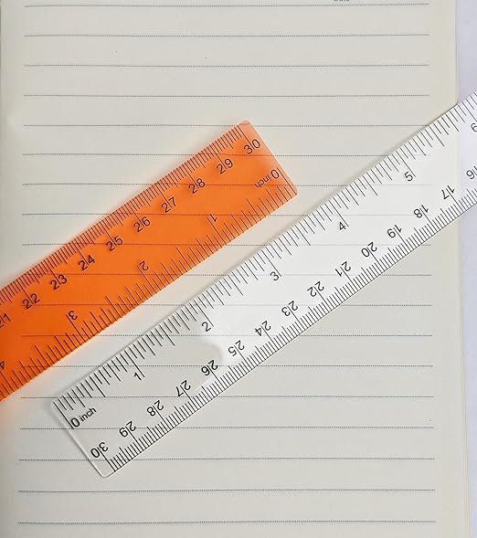 Transparent Plastic Rulers for Students, 12 Inch with Centimeters and Millimeters Scale, Assorted Colors, 8 Pack-DeskLoop Office