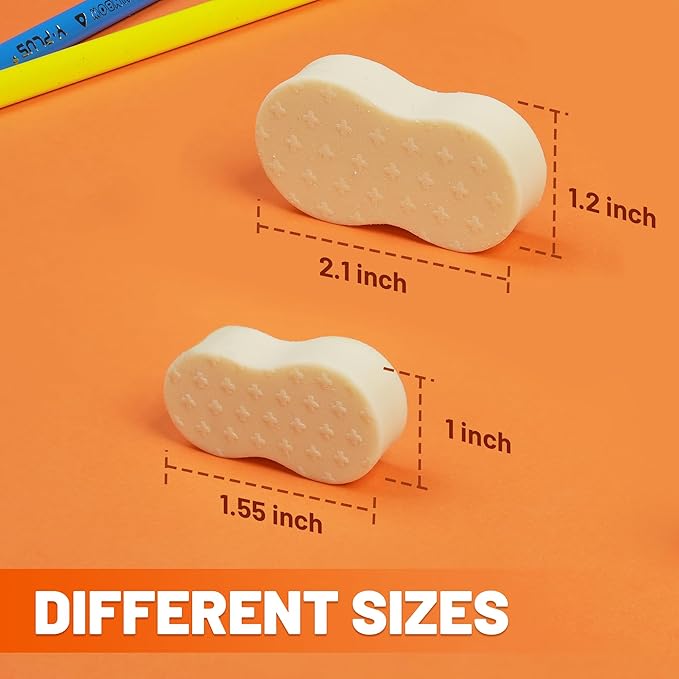 Yplus Eraser Line - Hipolymer Pencil Erasers for School Office, Cute White Rubber Eraser for Kids, Artist No Residues, 6 Pcs Multicolors-DeskLoop Office