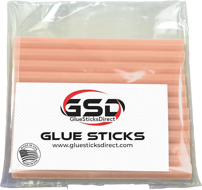 GlueSticksDirect Pastel Red Colored Mini Glue Sticks for Hot, Cool and Dual Temp Glue Guns, 24 Sticks - 5/16" x 4"-DeskLoop Office