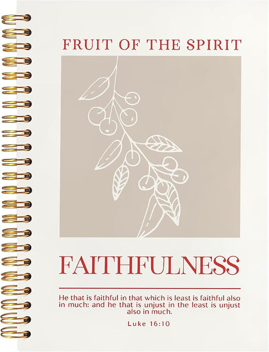 BearCake Fruit of the Spirit Faithfulness Christian Notebook Journal, Christian Gifts for Women, Bible Notebooks for Note Taking, Bible Journaling Notebook, Hardcover Spiral Notebook 5.5x8.3-DeskLoop Office
