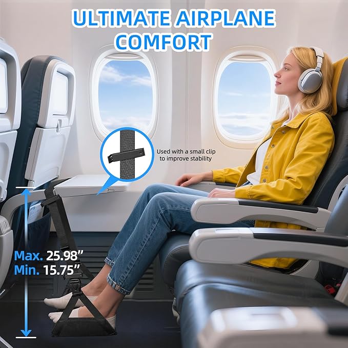 Airplane Foot Hammock for Plane Travel,Foot Sling Swing Rest for Airplane Travel,Plane Foot Hammock and Leg Rest for Long Air Flight,Feet Hammock Footrest and Leg Sling for Long Air Flights.-DeskLoop Office