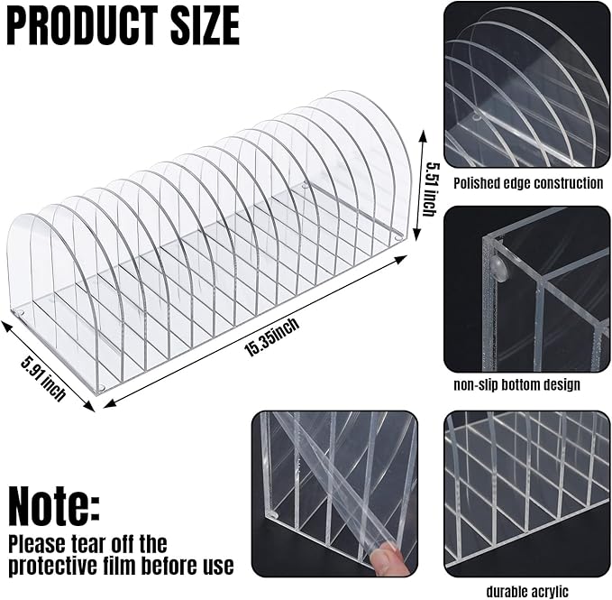 Ctosree Acrylic File Organizer for Desk Vertical 15 Compartments File Sorter Mail Organizer Desktop Countertop Folder Stand Racks for Office Home School Desk(Arch,Clear)-DeskLoop Office