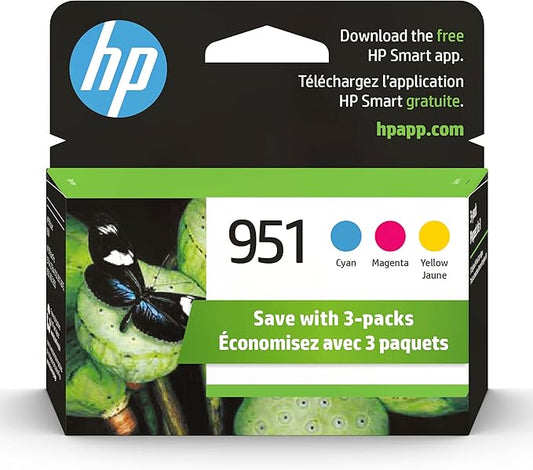 HP 951 Cyan, Magenta, Yellow Ink Cartridges (3 pack)| Works with HP OfficeJet 8600, HP OfficeJet Pro 251dw, 276dw, 8100, 8610, 8620, 8630 Series | Eligible for Instant Ink | CR314FN, Combo 3-Pack-DeskLoop Office
