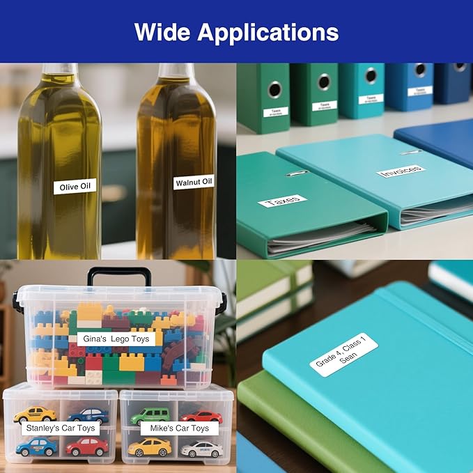 SUPVAN E11 Bluetooth Label Maker Machine with Tape, Support Keyboard & App with 40 Fonts and 450+ Icons, Rechargeable Inkless Labeler for Home, Kitchen, Office, School, Organization, Black-DeskLoop Office