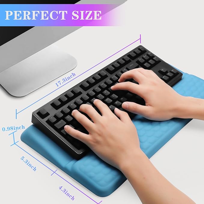 Computer Keyboard Stand with Wrist Rest, Ergonomic Tilted Keyboard Holder - Keyboard Riser with Wrist Pad - Keyboard Tray Support for Office Home - Blue-DeskLoop Office