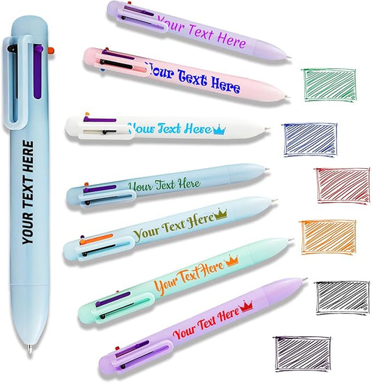 Custom 6-In-1 Multicolor Ballpoint Pen 0.5mm Tip Personalized Pens with Text Logo Name Printed Customized Pens Gift for Businesses School Office Employee Exhibition, 14PCS-DeskLoop Office