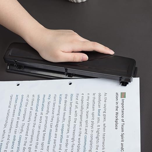 Amazon Basics 3 Hole Punch, 10 Sheet Capacity, Black-DeskLoop Office