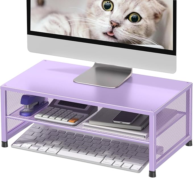 Computer Monitor Stand Riser, Desk Organizers and Accessories, Printer & Laptop Stand, Office Desk Accessories & Desktop Workspace Organizers for Office Supplies (Purple)-DeskLoop Office