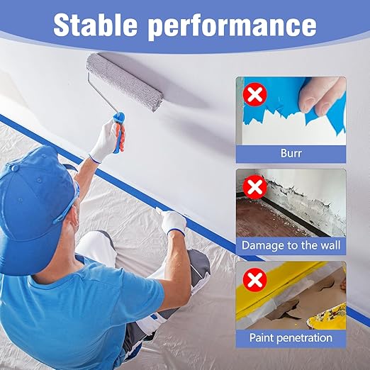 2 Rolls Painters Tape 2Inch ×55 Yard Blue Painters Tape Multi-Purpose Blue Masking Tape, Sharp Line Masking Tape for Wall Painting Edge Treatment Labeling Automotive, Home Use-DeskLoop Office