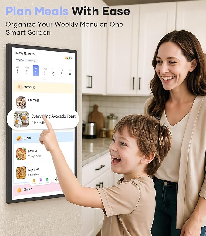 Cozyla Digital Calendar+ 2: 24 inch Wall Planner Touch Screen Chore Chart Customize Dashboard Smart Electronic Calendar for Family Schedules Meal Planner Support Any Google Play App Wall Mount Black-DeskLoop Office
