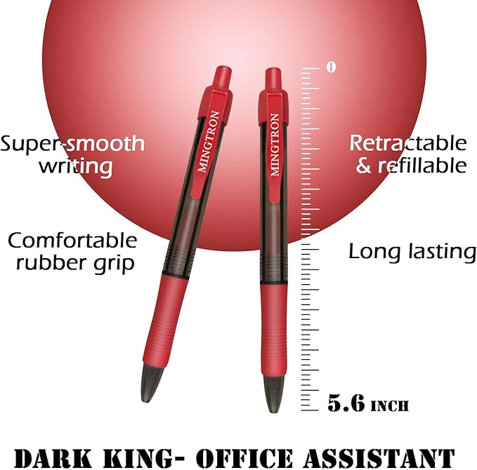 50 Pack Retractable Gel Ink Rollerball Pen, Ink Pen, Red Pen, Pen Set, Ball Pen, Bulk Pens, Journal Notebook Writing Office Supplies Pens, School Supplies, Extra Fine, 0.5MM, Red Ink-DeskLoop Office