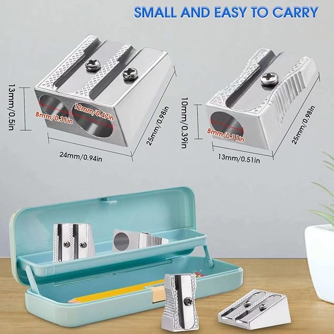 Metal Pencil Sharpeners, 4pcs Manual Double Hole Pencil Sharpener for Colored Graphite Pencils, Crayon Sharpener, Home School Office-DeskLoop Office
