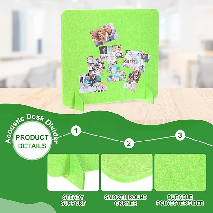PATIKIL Desk Divider, 2 Set 24 x 24 Inch Acoustic Freestanding Desk Divider Desk Privacy Panel with 4 Pcs Support Feet for Library Office Workstation, Green-DeskLoop Office