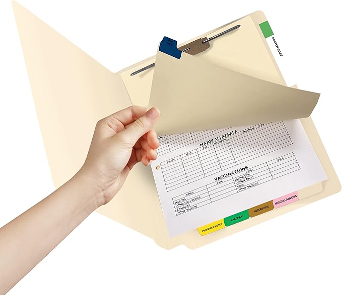 Doctor Stuff - Stock Medical Chart Dividers, 260 Sets of 6 Popular Healthcare Index Tabs, Bottom Tab, 8-1/2" x 11-3/8", File Folder Organizer for Nursing Patient Charts & Medical Records-DeskLoop Office