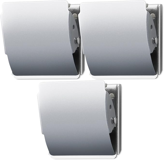Extra Strong Magnetic Binder Clips, Set of 3 Large Silver Clips for Fridge, Office, and Home Use-DeskLoop Office