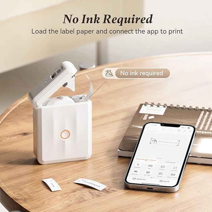 NIIMBOT Label Maker Machine Bluetooth Label Printer for School Home Office Organization, Wireless Mini Label Maker D110 Upgraded Version, Sticker Label Maker with 3Rolls Labels-DeskLoop Office