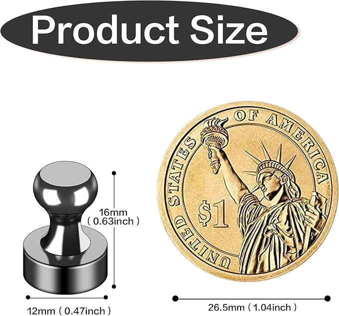 LOVIMAG 50Pcs Fridge Magnets, Black Refrigerator Magnets for Whiteboard, Strong Metal Magnets for Fridge, Whiteboard, Office, Classroom, Map, Kitchen,Magnetic Push Pins, Thumb Tacks Magnets-DeskLoop Office