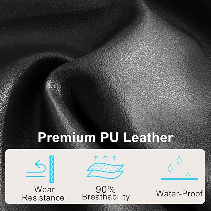 Home Office Chair, Executive Comeputer Desk Chair Ergonomic Office Chair with Adjustable Lumbar Support, Tilt Lock, PU Leather, Swivel Rolling Chair for Gaming Adult Working Study-Black-DeskLoop Office