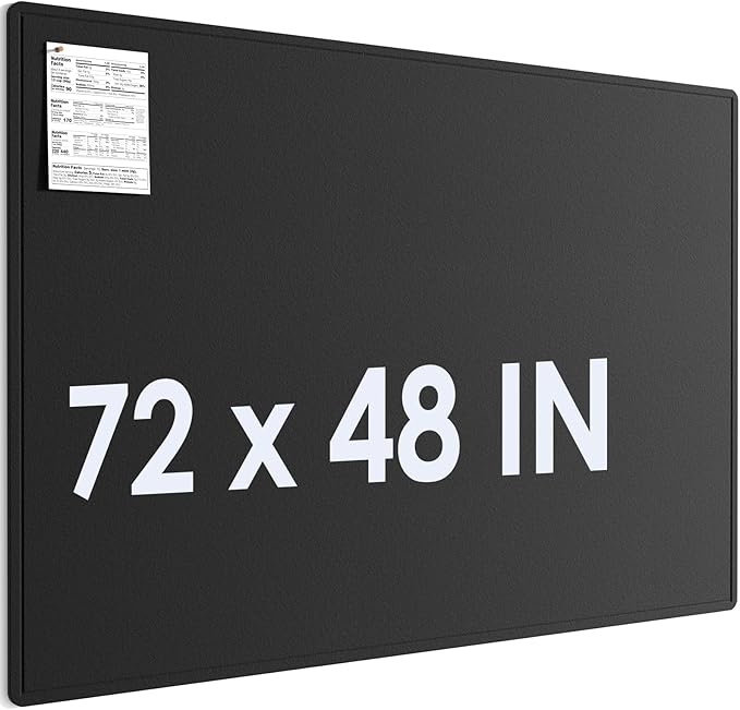 MaxGear Extra Large Bulletin Board 72" x 48", Foldable Felt Board Vision Board Supplies, Cork Board for Office, Home, School, Small Pin Boards for Walls Decorative Display Board Black-DeskLoop Office