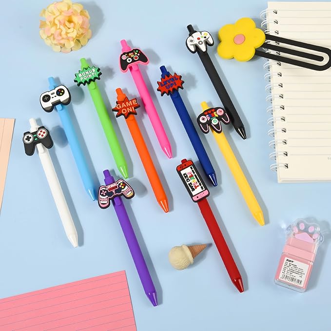 10Pcs Funny Video Game Theme Ballpoint Pens with Emotional Support for Adults Bulk for Coworkers Team Staff Funny Office Stationary (Video Games)
