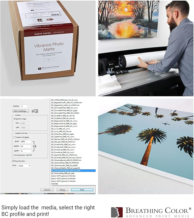 Vibrance Matte Photo Printer Paper 12 mil 230 gsm Matte Finish Premium Photo Paper Roll on 3in Core 10 inches x 100 ft Works with Most Inkjet Printer Professional Makes and Models Like Epson Canon HP