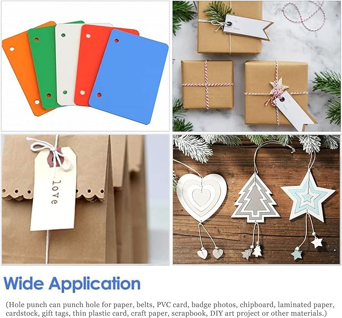 1/8 Inch Single Hole Punch - 2 Inch Reach Deep Throat Heavy Duty Paper Punch - Portable Hand Held Long Reach for ID PVC Cards Plastic Cardboard Photos-DeskLoop Office