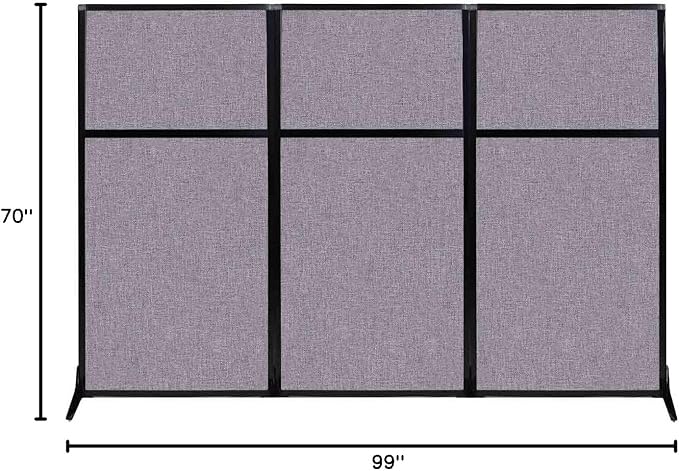 Versare Workstation Partition | Portable Wall Divider | Modern Office Cubicle | Free Standing Privacy Screen | Flexible Work Space | 99" x 70" Cloud Gray Fabric Panels-DeskLoop Office