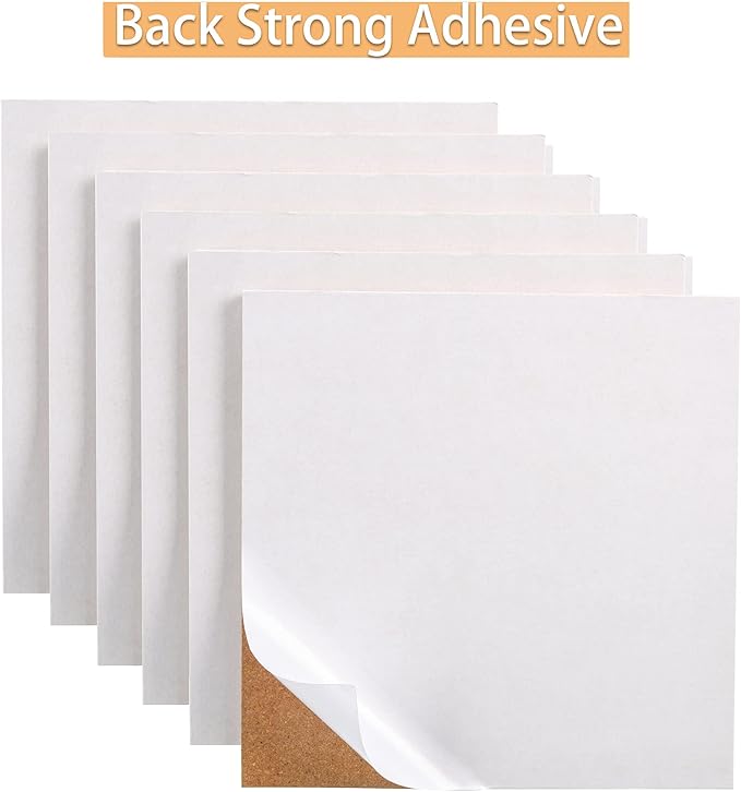 SUNGIFT Cork Board 12"x12" - 1/2" Thick Square Bulletin Boards 12 Pack Cork Tiles with 100 PCS Push Pins Mini Wall Self-Adhesive Corkboards Tiles for Wall-DeskLoop Office