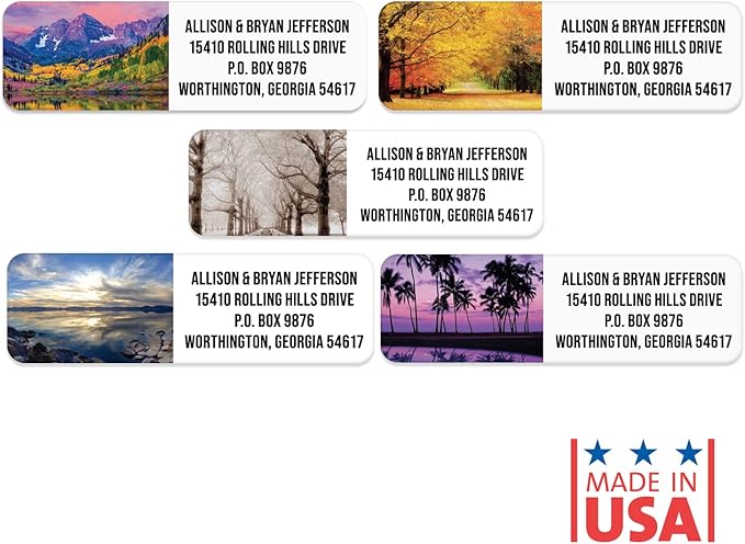 Scenic Landscape Rolled Address Labels / 500 Personalized Return Address Labels/Designer Address Stickers in Elegant Plastic Dispenser-DeskLoop Office