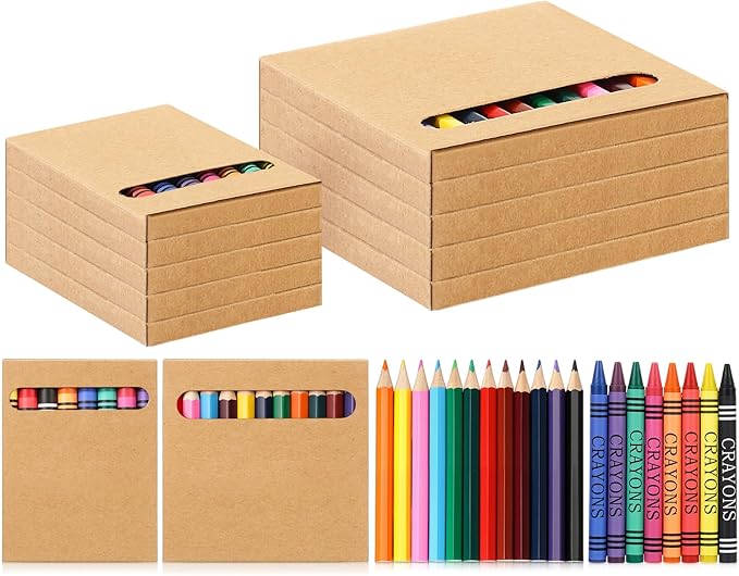 10 Sets Bulk Back to School Supplies, Colored Pencils Pre-Sharpened and Crayons Holiday Bundle in Box Mini Pencils Crayons Bulk Classroom Teacher Supplies, Cute Back to School Gifts-DeskLoop Office