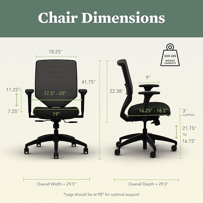 HON Solve Mesh Back Office Chair with Adjustable Arms, Adjustable Height, Tilt Tension, Lumbar Support, Swivels, on Rolling Wheels, Midnight-DeskLoop Office