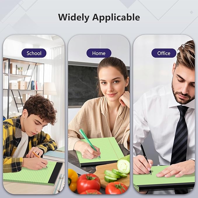 6 Pack Legal Pads 8.5 x 11 College Ruled Colored Note Pads 8.5" x 11" Lined Paper Chipboard-Backed Notepad with Micro-Perforated Notebook Paper for Office & School Supplies 50 Sheets/Pad-DeskLoop Office