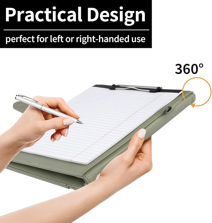 Professional Padfolio with Clipboard, Faux Leather Portfolio Folder Binder - Image 8