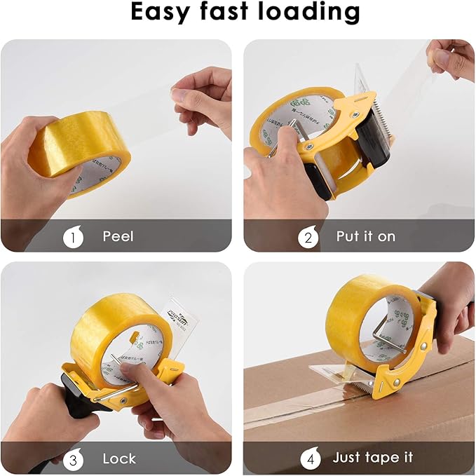 Fast Reload 2 Inch Tape Gun Dispenser Packing Packaging Sealing Cutter TG01 (TG01-YLW)-DeskLoop Office