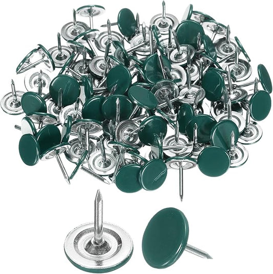 uxcell 150Pcs Upholstery Tacks, 11mmx13mm Flat Head Thumb Tack Decorative Furniture Nails Push Pins for Furniture Sofa Headboards, Green-DeskLoop Office