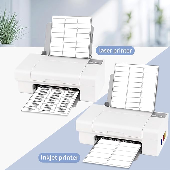 8.5"×11" Address Labels 600 Labels Sticker Paper for Laser/Inkjet Printer, 1" x 2-5/8" mailing Label- White-DeskLoop Office