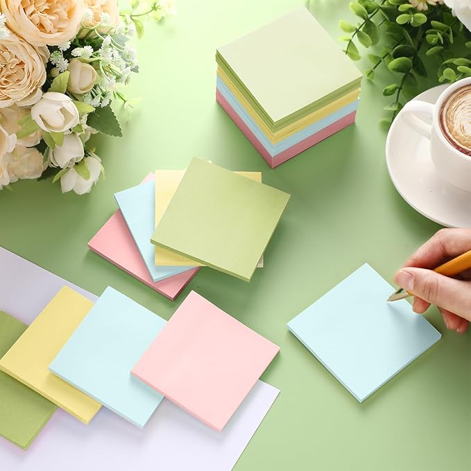 Fainne 200 Pack Sticky Notes Bulk Back to School Supplies Self Stick Note Pads Paper Memo for Office First Day of School Student Teacher Essentials (3 x 3 Inch,Simple Color)-DeskLoop Office