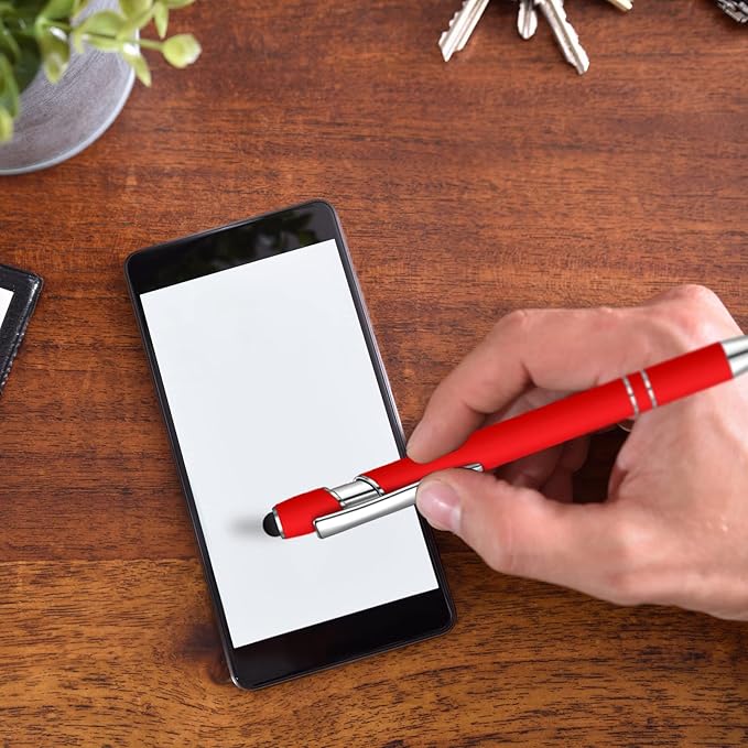 8 Pcs Blue Ink Ballpoint Pen with Stylus Tip 2 in 1 Stylus Ballpoint Pen Metal Pens Stylus Pen for Touch Screens School Office Coworkers (Multicolor)-DeskLoop Office