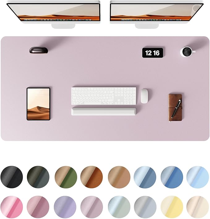 YSAGi Leather Desk Pad Protector, Office Desk Mat, Large Mouse Pad, Non-Slip PU Leather Desk Blotter, Laptop Desk Pad, Waterproof Desk Writing Pad for Office and Home(Grayish Lavender, 47.2" x 23.6")-DeskLoop Office