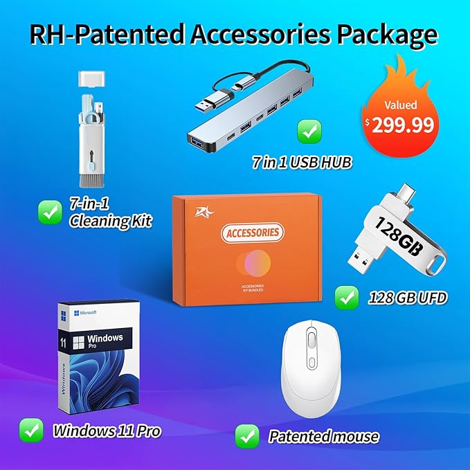 HP All in one Desktop Computer, 21.5" FHD Display, 32 GB RAM, 1 TB SSD, Intel Celeron J4025, Webcam, Intel UHD Graphics, Wi-Fi 6, Bluetooth, HDMI, Windows 11 Pro, Wired KB & Mouse, w/RH-Accessories-DeskLoop Office