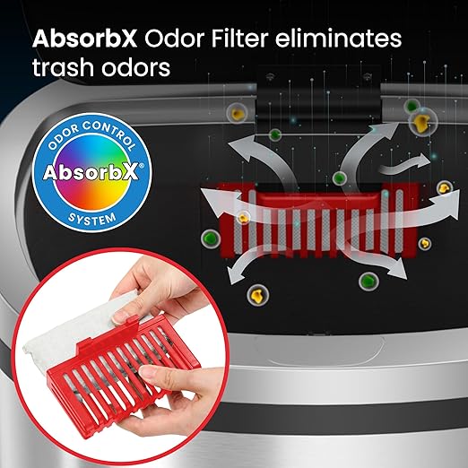 iTouchless Push-Top Lid 13 Gallon Trash Can with Odor Control System – Stainless Steel Garbage Bin, Press-Top Soft-Close Spring Lid, Fingerprint-Resistant for Home Office, Kitchen, Restroom, Business-DeskLoop Office
