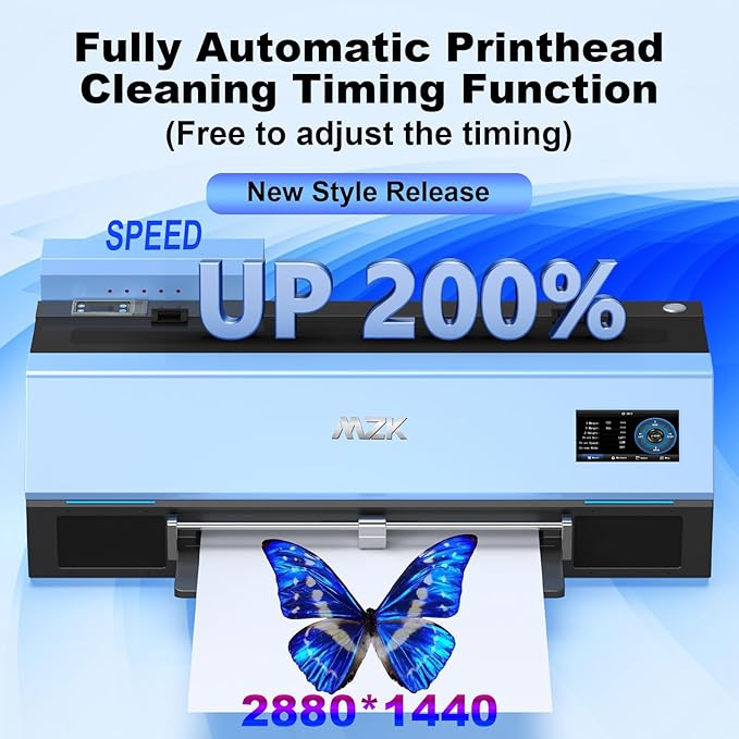 MZK A3 Plus DTF Printer XP600 Doubled-Speed,13+" DTF Film,Built-in Holiday Automatic Timed Cleaning Printhead,LED Multi-Function Fouch Screen,Film Cutter,White Ink Circulation,Gift Ink 2 Year-DeskLoop Office