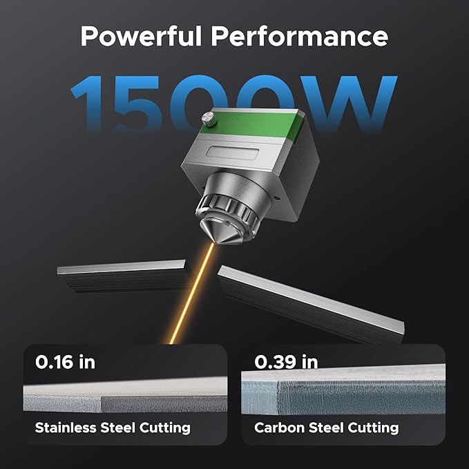 OMTech 1500W Fiber Laser Cutter, 23.6 x 23.6 in. Semi-Enclosed Fiber Laser Cutting Machine with Built-in Water Chiller & External Exhaust Fan, Metal Laser Cutter for DIY Craft Projects Metalworking-DeskLoop Office