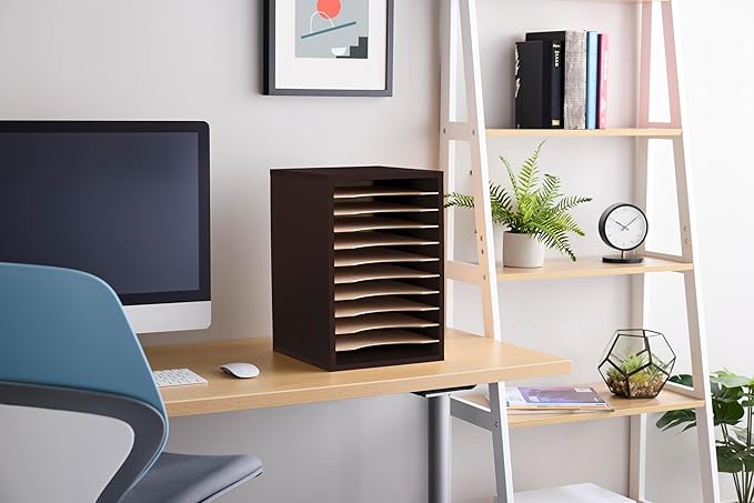 Safco Products Vertical Desktop Sorter, 11 Compartment, Black-DeskLoop Office