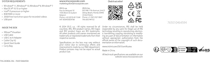 IRIScan Visualizer Webcam Document Camera v7:4K UltraHD-13MP,4in1,visualizer,Scanner A3,Portable Scanner,Web Conferencing,Distance Learning,Remote Teaching,AI Micro,Led,USB,WinMac (4K-13MP)-DeskLoop Office