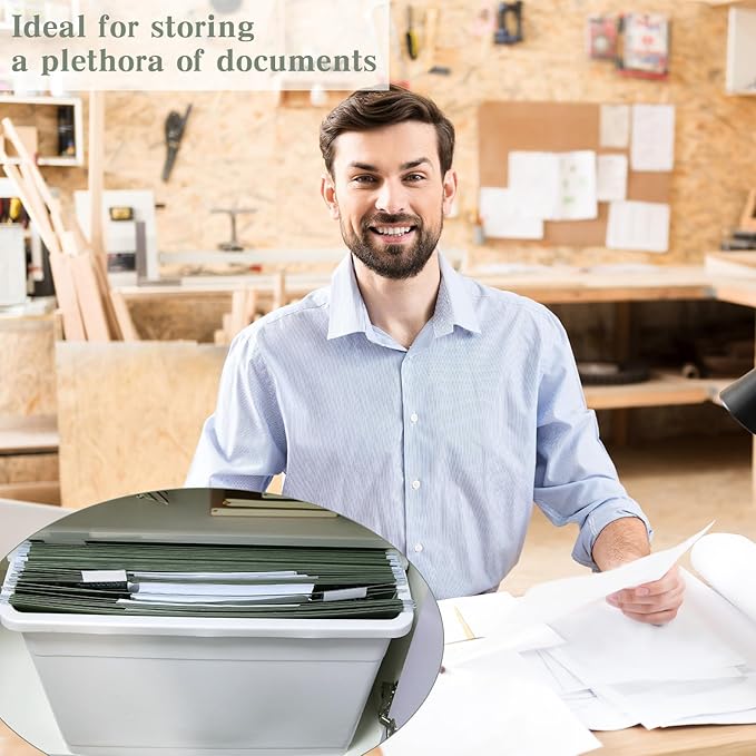 gisgfim 25 Pack Reinforced 11x17 Hanging File Folders 1/5 Cut Heavy Duty Hanging File Folders with Plastic Tabs & Label Cards Expanding Hangers File Organizer for Drawing Engineering Document (Green)-DeskLoop Office