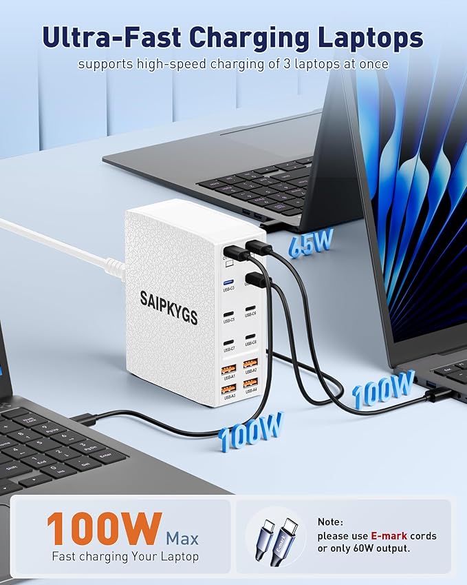 Charging Station (600W),12-Port USB C Charger Block with Dual 100W PD USB-C Fast Charging Station Hub for MacBook Pro/Air/All iPad iPhone 17/16 15/14/13/Pro Max/Samsung Galaxy Note(White)-DeskLoop Office