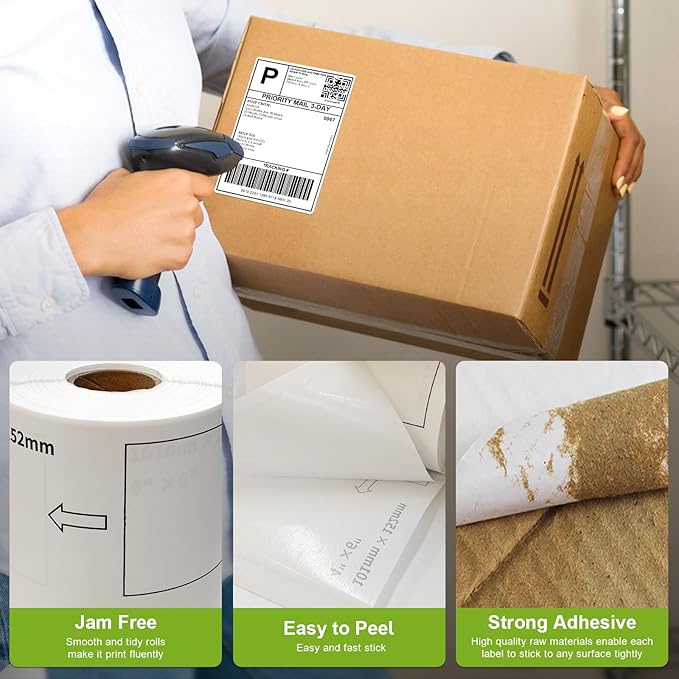 Compatible 4" x 6" Shipping Labels Replacement for DK-1241 Compatible with Brother QL Label Printers (12 Rolls + 1 Frame, 200 Labels/Roll)-DeskLoop Office