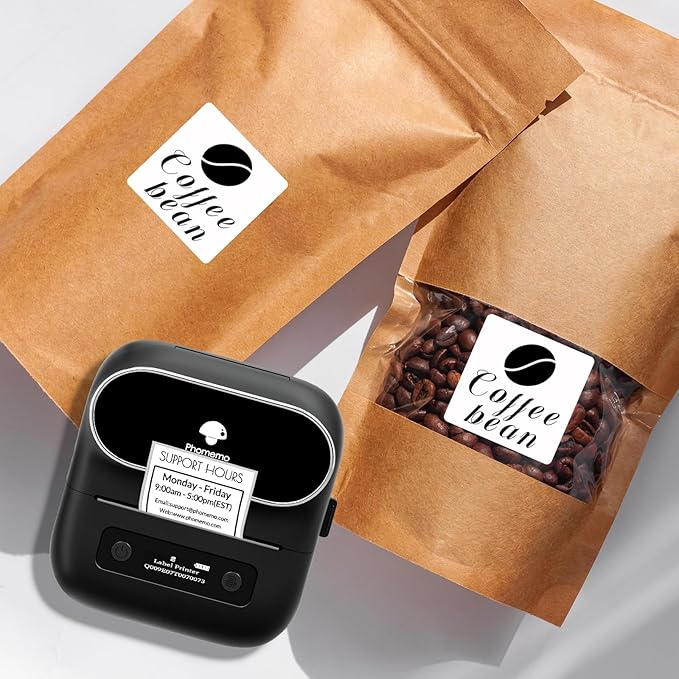 3 Rolls Phomemo Thermal Labels- 1.57''x 1.57'' Sticker Label Compatible for Phomemo M110/M220/M108/M250/M120/M150/M260 Thermal Printer, for Barcode, Address, Mailing, Black on White-DeskLoop Office